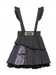 Idol.Q Series SK Striped Double Pleated Hem Patchwork Check Fabric Metal Double-Breasted Trim Classic Lolita Long Strap Dress