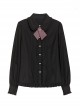 Idol.Q Series Pleated Lace Design Lapel Bow Tie Decoration Comfortable Long-Sleeve Classic Lolita Button-Down Shirt