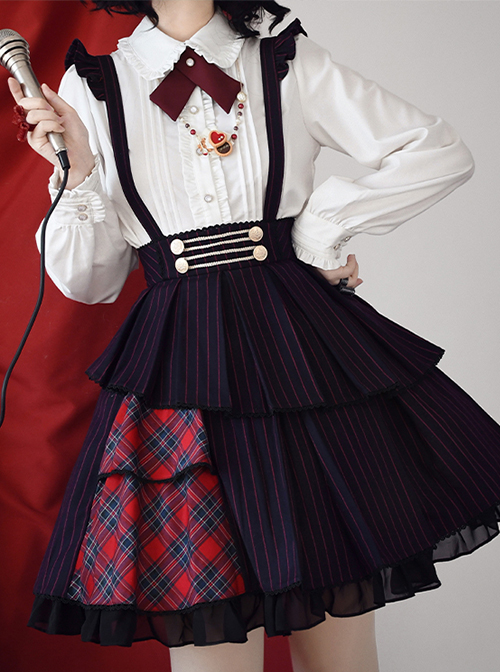 Idol.Q Series Pleated Lace Design Lapel Bow Tie Decoration Comfortable Long-Sleeve Classic Lolita Button-Down Shirt