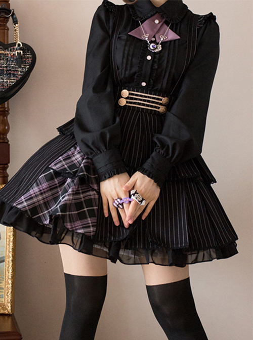 Idol.Q Series Pleated Lace Design Lapel Bow Tie Decoration Comfortable Long-Sleeve Classic Lolita Button-Down Shirt