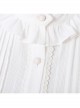 Retro Court Classic Lolita Pleated Lace Comfortable Jacquard Cotton White Long Sleeve Shirt
