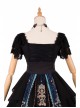 God Redemption Series OP Dark Double Chiffon Pleats Cross Skull Print Black Girdle Design Gothic Lolita Short Sleeve Dress Set