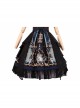 God Redemption Series OP Dark Double Chiffon Pleats Cross Skull Print Black Girdle Design Gothic Lolita Short Sleeve Dress Set