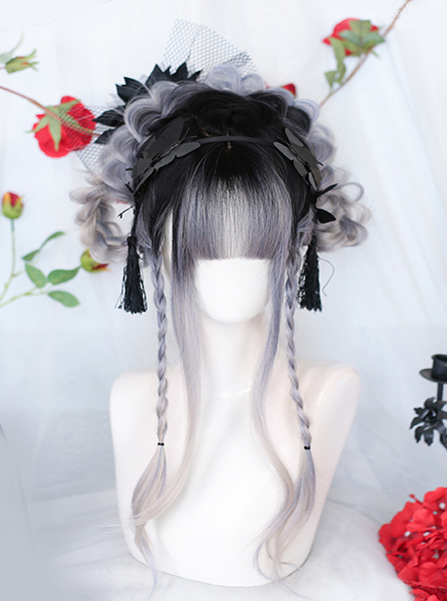 Gray-Blue Gradient Classic Lolita Bangs Gentle Natural Volume Long Wigs