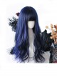 Galaxy Series Blue-Black Classic Lolita Big Wavy Long Curly Hair Air Bangs Wigs