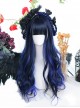 Galaxy Series Blue-Black Classic Lolita Big Wavy Long Curly Hair Air Bangs Wigs