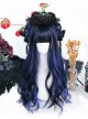 Galaxy Series Blue-Black Classic Lolita Big Wavy Long Curly Hair Air Bangs Wigs