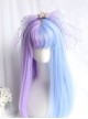 Dreamy Sweet Lolita Double Spell Blue-Purple Inner Air Buckle Bangs Long Straight Hair Wigs