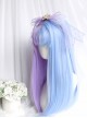 Dreamy Sweet Lolita Double Spell Blue-Purple Inner Air Buckle Bangs Long Straight Hair Wigs