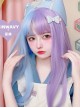 Dreamy Sweet Lolita Double Spell Blue-Purple Inner Air Buckle Bangs Long Straight Hair Wigs