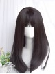 Natural Black Girly Sweet Neat Bangs Classic Lolita Medium Long Hair Wigs