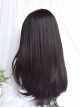 Natural Black Girly Sweet Neat Bangs Classic Lolita Medium Long Hair Wigs