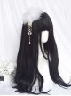 Natural Micro Curls Black Long Sideburns Daily Classic Lolita Long Wigs