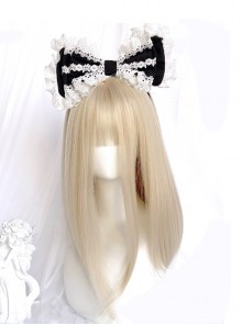 Sweet Lolita Beige Cute Girl Air Bangs Long Straight Hair Wigs