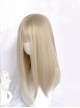 Sweet Lolita Beige Cute Girl Air Bangs Long Straight Hair Wigs