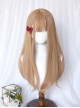 Gentle Linen Gold Micro Curly Waves Bangs Long Hair Classic Lolita Wigs