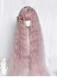 Gentle Romantic Pink Water Ripples Micro Curly Bangs Long Hair Sweet Lolita Wigs