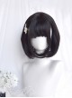 Daily Puffy Cute Black Inner Buckle Shoulder-Length Short Hair Neat Bangs Classic Lolita Wigs