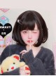 Daily Puffy Cute Black Inner Buckle Shoulder-Length Short Hair Neat Bangs Classic Lolita Wigs