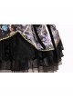 Butterfly Music Series OP Vintage Chiffon Pleated Lace Skull Butterfly Print Ruffled Pleated Puff Sleeves Dark Gothic Lolita Dress Set