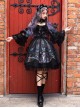 Butterfly Music Series OP Vintage Chiffon Pleated Lace Skull Butterfly Print Ruffled Pleated Puff Sleeves Dark Gothic Lolita Dress Set