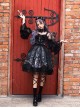 Butterfly Music Series OP Vintage Chiffon Pleated Lace Skull Butterfly Print Ruffled Pleated Puff Sleeves Dark Gothic Lolita Dress Set