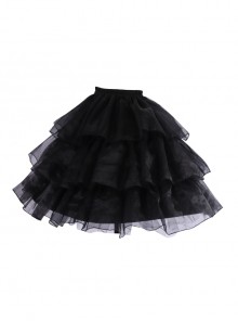 Black Violent Adjustable Fishbone Inner Skirt Lace Trim Classic Lolita Skirt