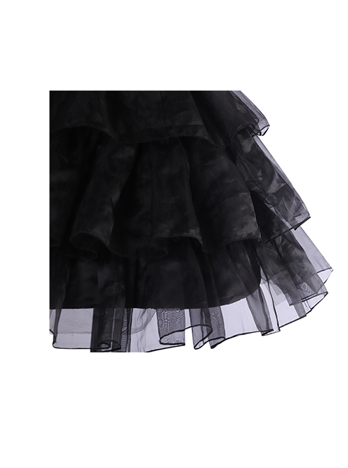 Black Violent Adjustable Fishbone Inner Skirt Lace Trim Classic Lolita ...