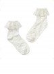 Solid Color Rose Lace Folds Dark Jacquard Hollow Out French Retro Lolita Short Socks