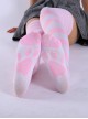 Classic Two-Color Splicing Stripe Cat Paw Print Decoration Lolita Long Socks