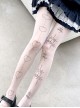 Sweet Girl Irregular Niche Heart Shape Printing Star Pattern Lolita White Pantyhose