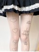 Sweet Girl Irregular Niche Heart Shape Printing Star Pattern Lolita White Pantyhose