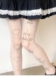 Sweet Girl Irregular Niche Heart Shape Printing Star Pattern Lolita White Pantyhose