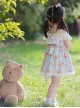 Bear Afternoon Tea Series Cute Sweet Strawberry Cake Print Jacquard Lace Hem Children Lolita Kids Sleeveless Princess Dress