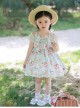 Bear Afternoon Tea Series Cute Sweet Strawberry Cake Print Jacquard Lace Hem Children Lolita Kids Sleeveless Princess Dress