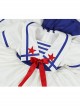 Small Navy Series Large Square Neckline Red Pentagram Decoration Bow Knot Children Lolita Kids White Short Sleeve Dress