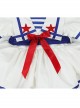 Small Navy Series Large Square Neckline Red Pentagram Decoration Bow Knot Children Lolita Kids White Short Sleeve Dress