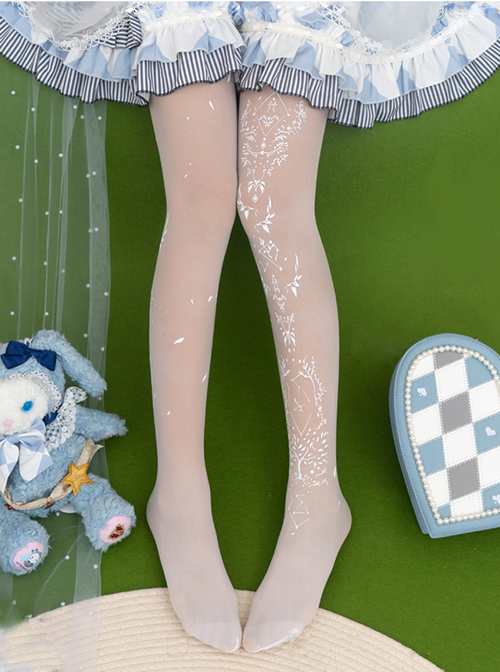 Solid Color Summer Sexy Thin Asymmetrical Fine Print Lolita Pantyhose