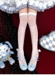 Black Or White Cross Rhombus Print Decorative Small Bow Knots Pattern Classic Lolita Over The Knee Stockings