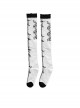 Black Heart Shape Bow Knots Print Lolita White Knit Long Knee Socks