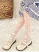 Spring Garden Series Diamond Shape Flower Jacquard Small Bow Knots Print Decoration White Thin Section Pantyhose