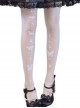 White Summer Thin Section Butterfly Moon Pattern Print Foil Stamping Lolita Pantyhose