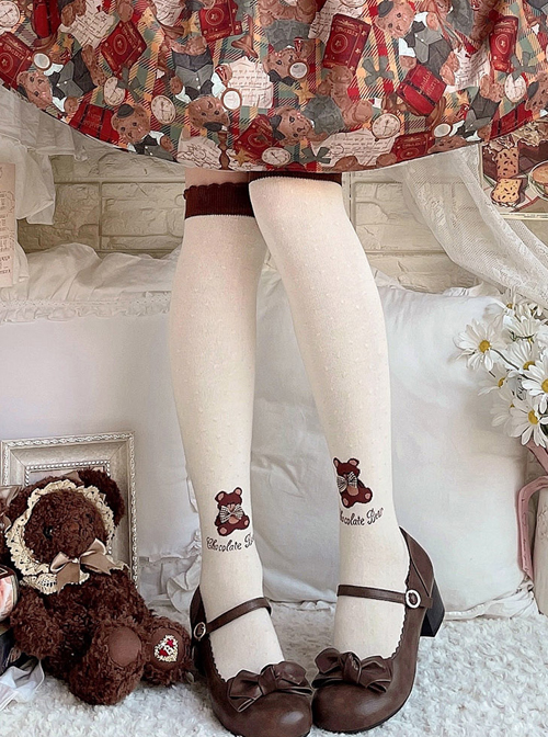 Gothic Teddy Bear Knife Thigh High Stockings Socks Lolita | Kawaii Babe