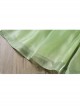 Solid Color Grass Green Streamer Yarn Cute Pleated Sweet Puff Sleeves Pearl Neckline Decoration Sweet Lolita Kids Dress