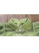 Solid Color Grass Green Streamer Yarn Cute Pleated Sweet Puff Sleeves Pearl Neckline Decoration Sweet Lolita Kids Dress