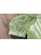 Solid Color Grass Green Streamer Yarn Cute Pleated Sweet Puff Sleeves Pearl Neckline Decoration Children Lolita Kids Dress