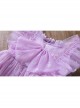 Purple Pleated Mesh Cute Sequins Bow Knots Print Decoration Flowers Children Lolita Kids Flying Sleeves Dress