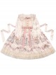Gold Print Cute Sweet Penguin Pattern Decoration Lace Embroidery Pink Bow Knot Children Lolita Kids Long Sleeve Dress