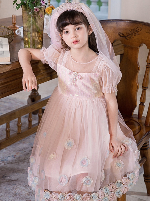 New Children Girls Party Dress Korean Fashion Kids Princess Cute