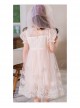 Sweet Princess Gradient Hem Colorful Jacquard Butterfly Sequin Decoration Children Lolita Kids Cute Puff Sleeves Dress